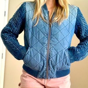 CLOTH &STONE Anthro Quilted Chambray Bomber Jacket